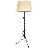 Italian Forged Metal Floor Lamp with Snake and Bird Detail