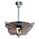 Modernist Chandelier with Peach Glass Wings