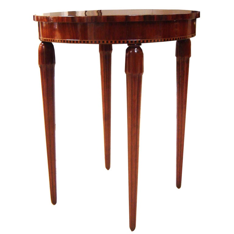 American Art Deco Burl and Mahogany Tea Table For Sale