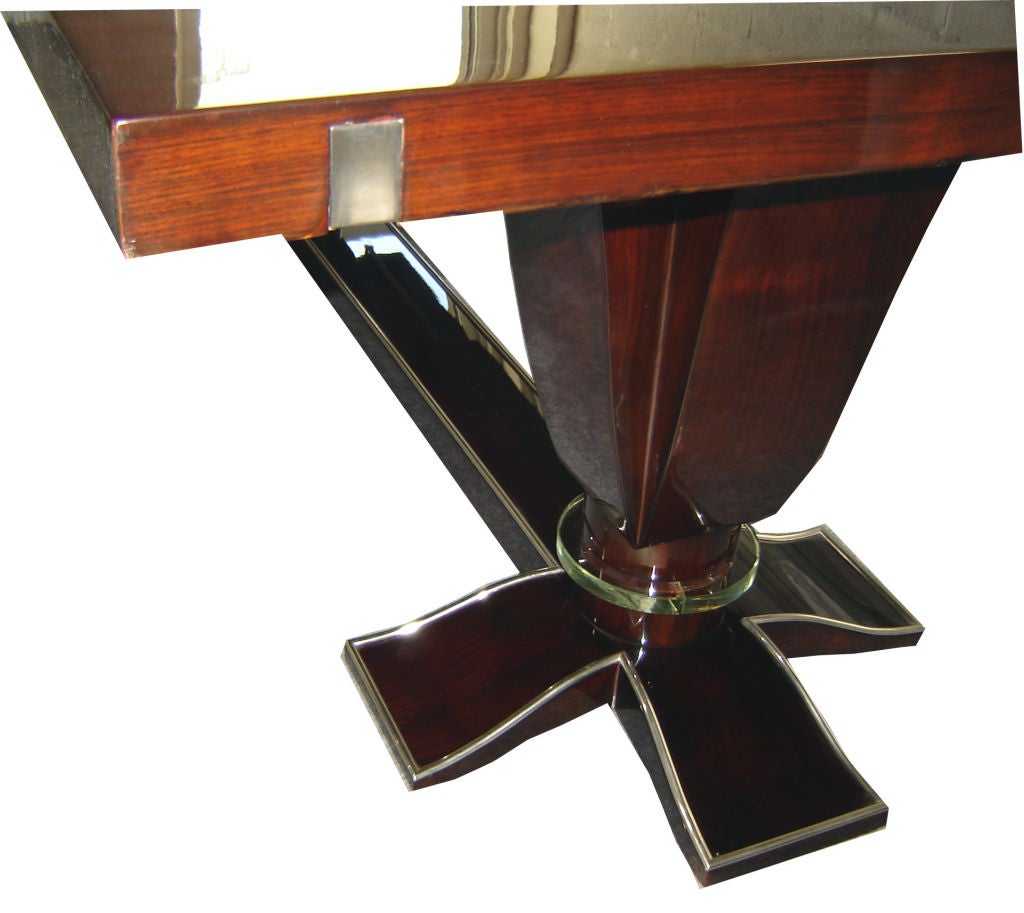 French Art Deco Glass Circles Palissandre Dining Table