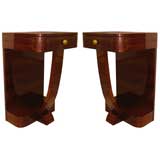 Pair French Art Deco Rosewood Sofa or Bedside Tables Bonjour