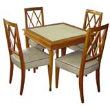 Vintage Jacques Adnet French Art Deco Card Table & Four Chairs