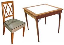 Jacques Adnet French Art Deco Card Table & Four Chairs In Excellent Condition In Coral Gables, FL