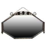 French Art Deco Horizontal Wrought Iron Roses Mirror