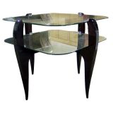 French Art Deco Rosewood, Glass and Mirror Table