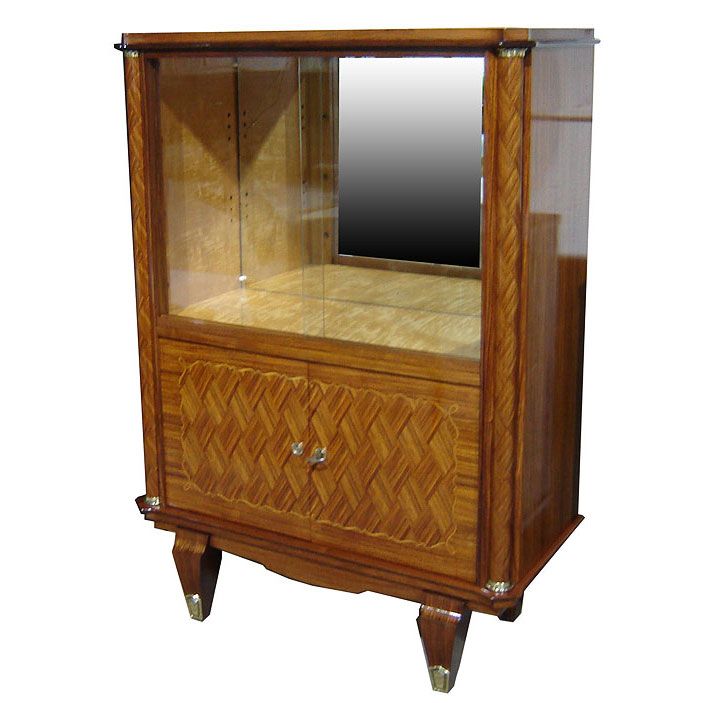 Jules Leleu French Art Deco Rosewood Marquetry Vitrine For Sale