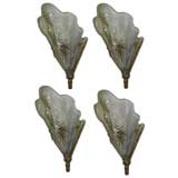 Four French Bronze & Glass Sconces