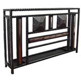 French Art Deco Wrought Iron and Nickel Umbrella Stand