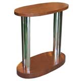 American Art Deco Mahogany and Nickel Oval Table