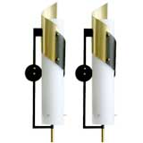 Pair of Italian modernist wall sconces, possibly Stilnovo, 1950
