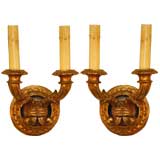 Pair of Gilded Wooden Sconces Pair of Gilded Wooden Sconces
