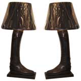 Pair of English riding boot lamps