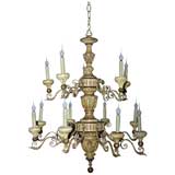 Painted French 2 Tiered Chandelier