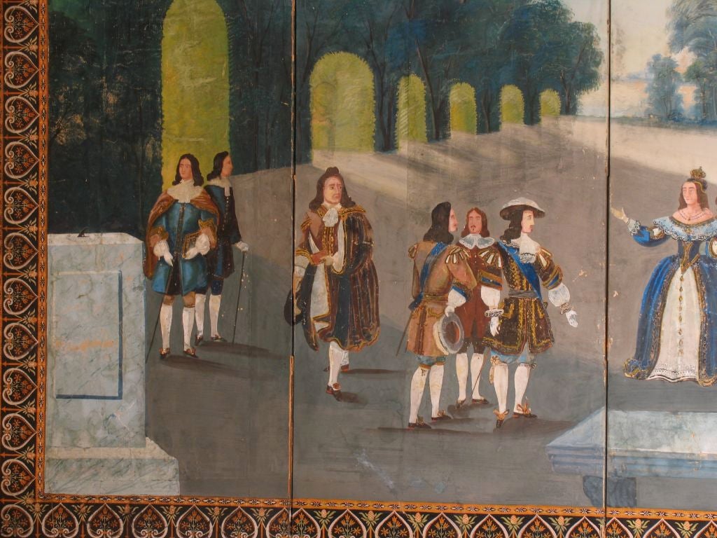 French painted paper screen