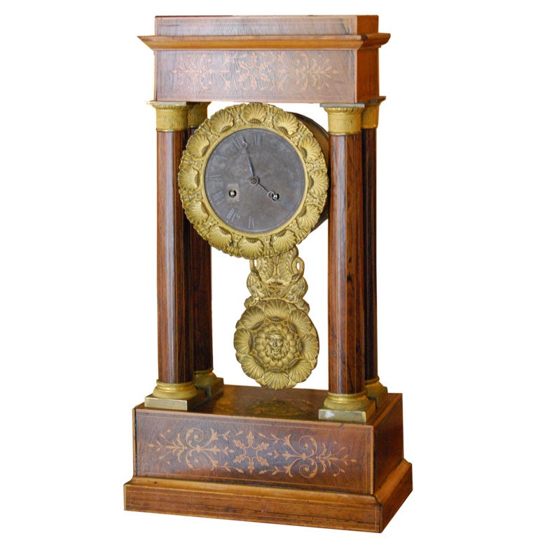 Charles X Rosewood Mantle Clock For Sale