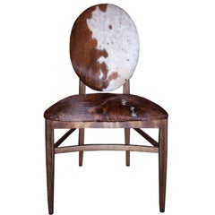 Oval-back Cowhide Desk Chair