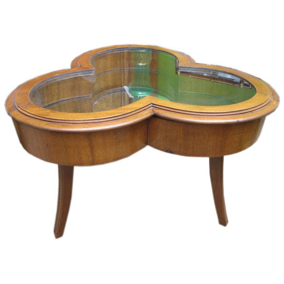Trefoil Shaped Mahogany Display Case/ Side Table at 1stDibs
