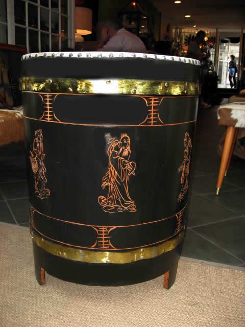 Black Laquer Oriental Drum Table 2