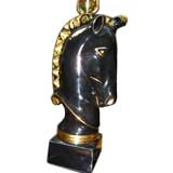 Vintage Ceramic Gilt Horsehead Lamp