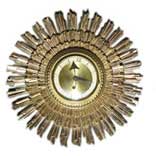Vintage Syroco Sunburst Wall Clock, 8-Day Jeweled