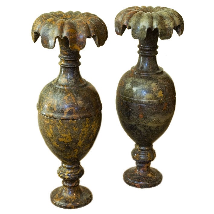 Carved Italian Marble Urns