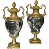 Marble and Gilt Bronze Mounted Urns