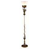 1920's Floor Lamp with Porcelain Flowers