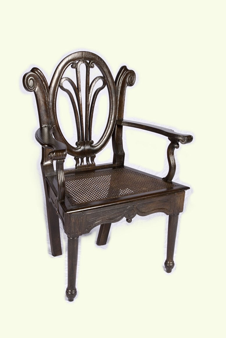 Pair of Victorian Wood Chairs with Caned Seats In Good Condition For Sale In Los Angeles, CA