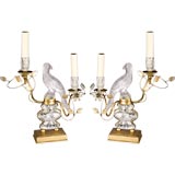 Pair of Bagues style Crystal Parrot Table Lamps