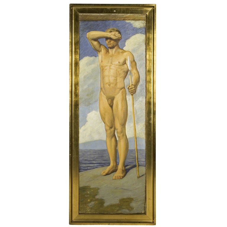 Gemälde – Nackter Mann auf Cliff