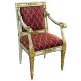 Italian White 
Gilt-Wood Empire ArmChair