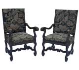 Pair of Walnut Armchairs with Beautiful Needlework Tapestry