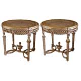 Pair of Louis XVI style Oval Side Tables