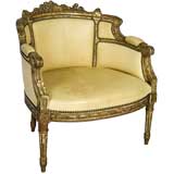 Hermes Leather Upholstered Gilt-wood Bergere