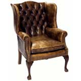 Edwardian Leather Wingback Armchair