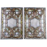 Antique Pair of Mid-19th Century Stained Glass Panels