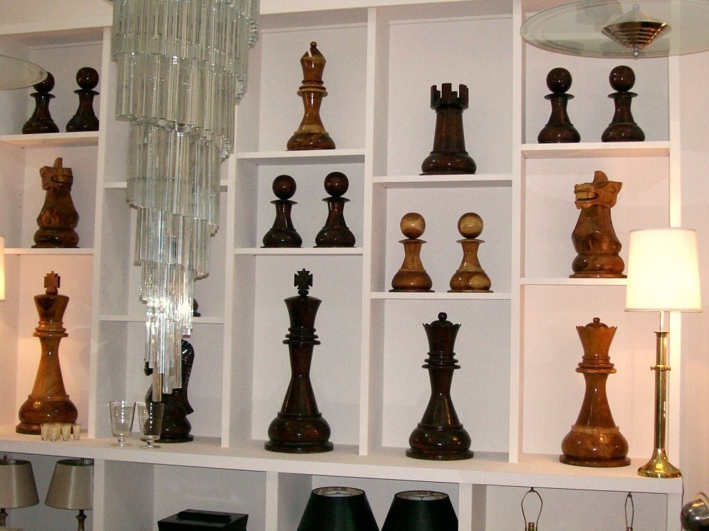An Oversized Chess Set in Burled Wood 1
