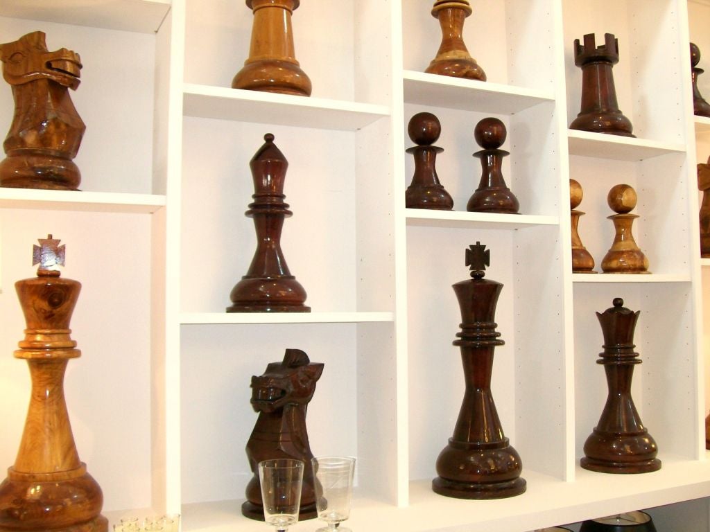 Mexican An Oversized Chess Set in Burled Wood