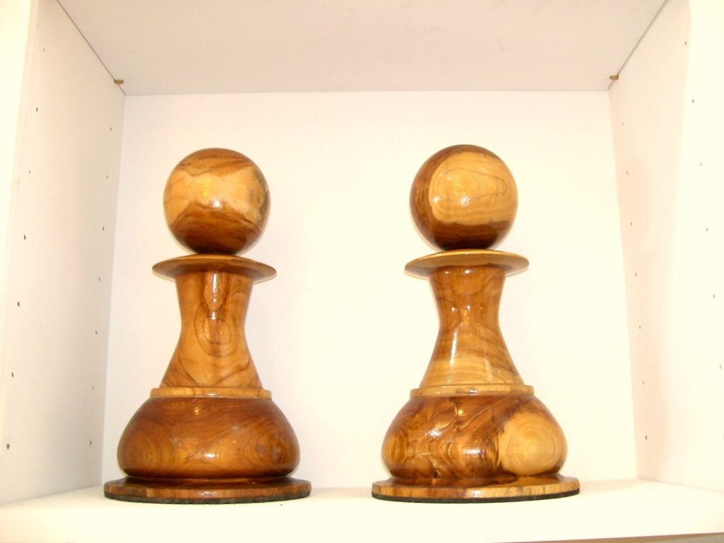 Late 20th Century An Oversized Chess Set in Burled Wood