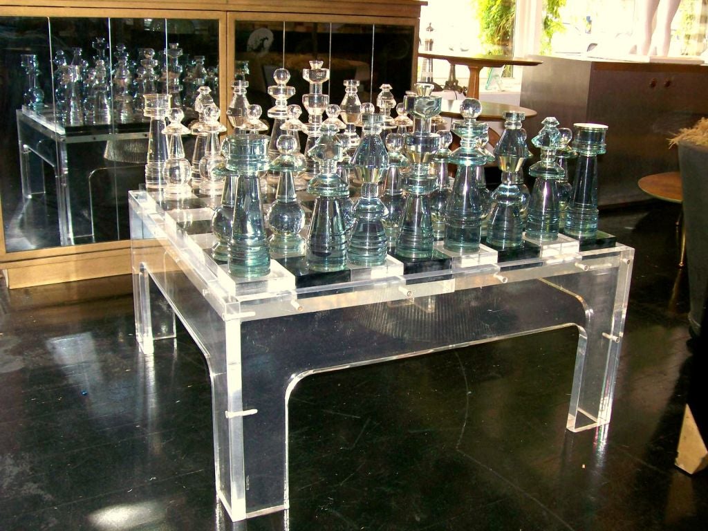 Late 20th Century An All-Lucite Game Table & Chess Set