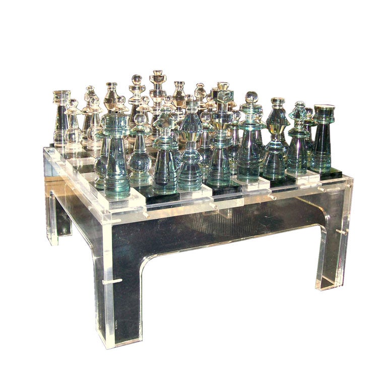 An All-Lucite Game Table & Chess Set