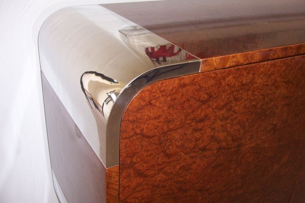 American A Burled Walnut and Steel Sideboard by Irving Rosen  for Pace