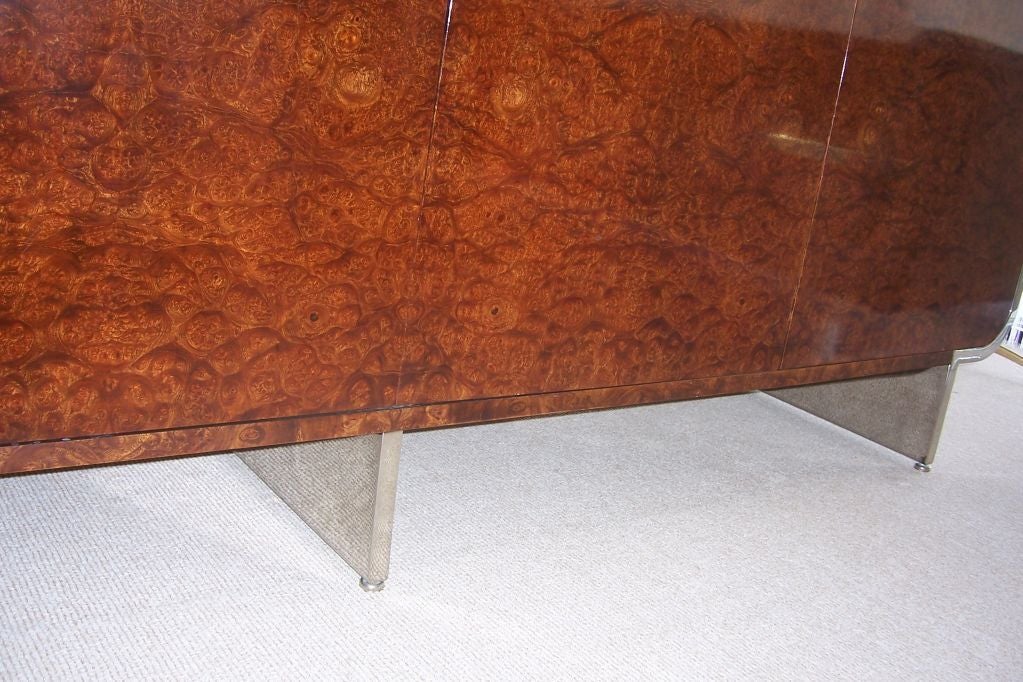 Late 20th Century A Burled Walnut and Steel Sideboard by Irving Rosen  for Pace