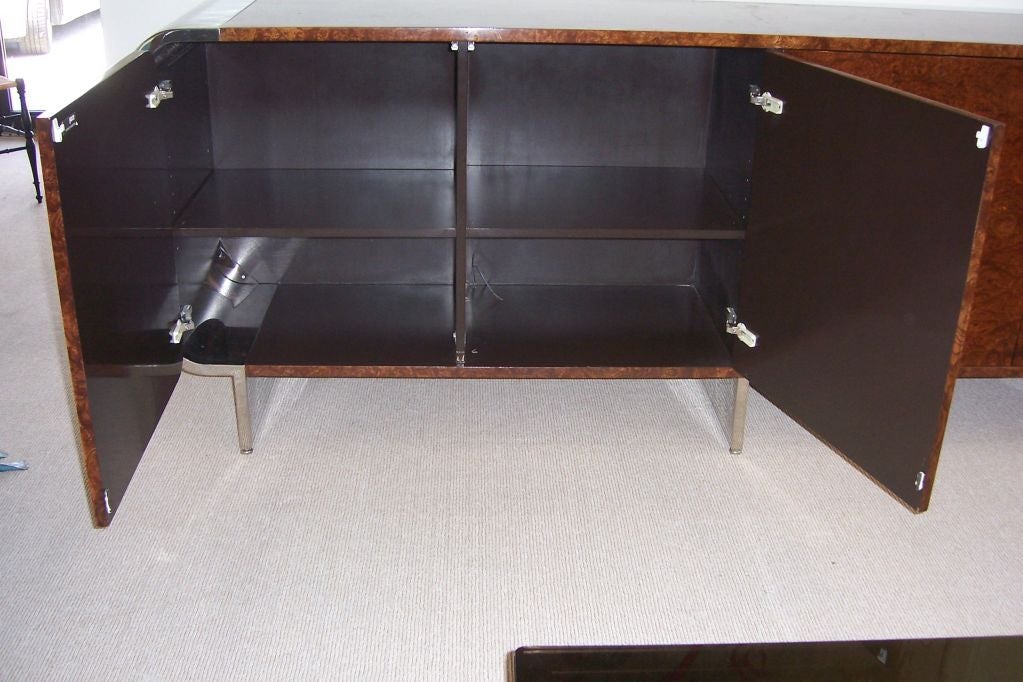 A Burled Walnut and Steel Sideboard by Irving Rosen  for Pace 1