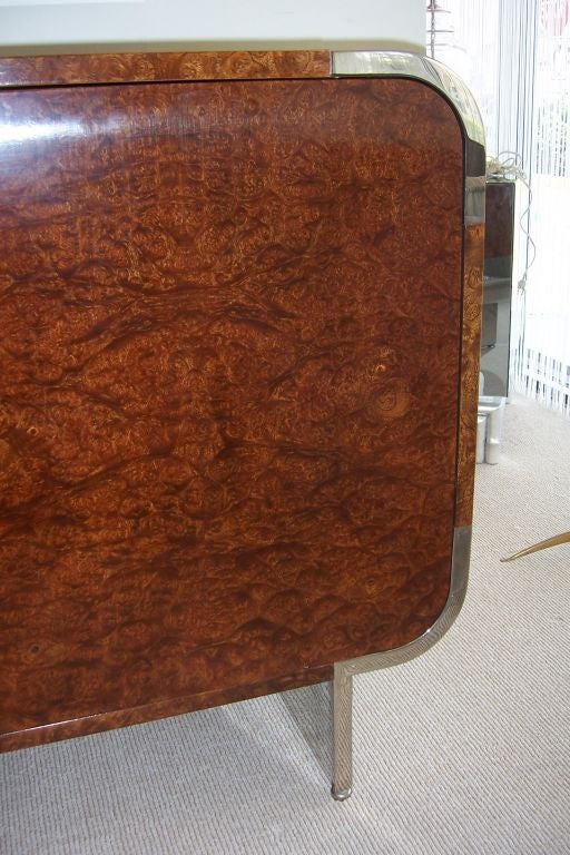 A Burled Walnut and Steel Sideboard by Irving Rosen  for Pace 2