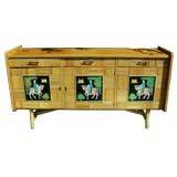 A Bamboo and Tile Sideboard
