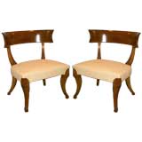 A Fine Pair of Klismos Style Mahogany Side Chairs