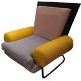 Oversized Arm Chair Designed by Milo Baughman in Memphis Style