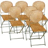 A Set of Six French Folding Chairs Stamped "Un Jardin en Plus"