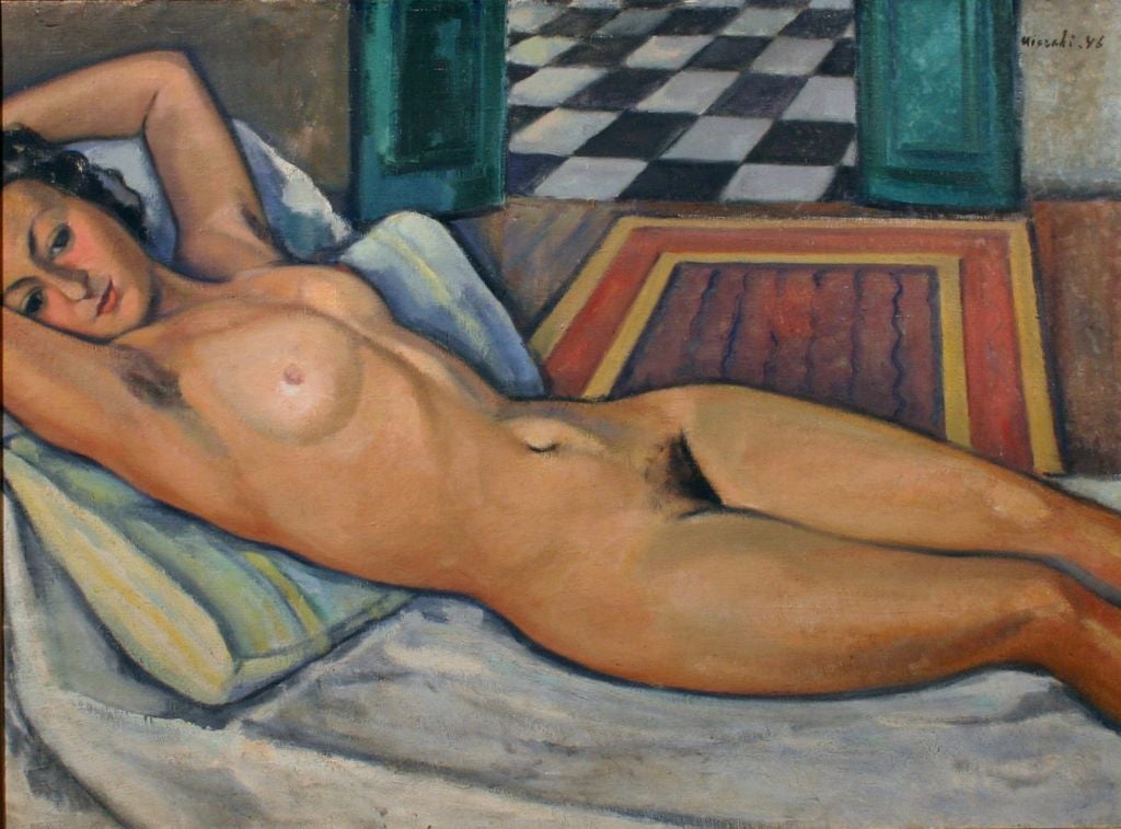 Joseph Misraki

Egypt, born in 1895 

“Reclining Nude”

Oil on canvas

30 by 40 in. W/frame 39 by 49 in.

He was a member of the salon d’Automne in Paris, where he exhibited. He painted in Egypt and mostly in France scenes of Paris and